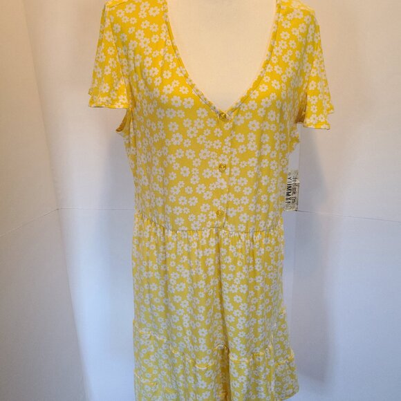 DEREK HEART JUNIORS 2X YELLOW SUPER SOFT&YUMMY COMFY V-NECK PULLOVER MIDI DRESS - Picture 1 of 10